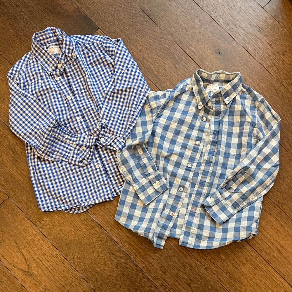 Crewcuts Blue Checkered Long Sleeve Kids Shirt Set of 2 Size 4/5 C17-002